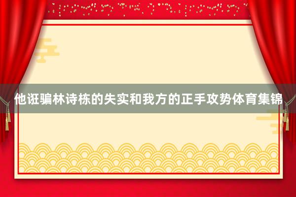 他诳骗林诗栋的失实和我方的正手攻势体育集锦