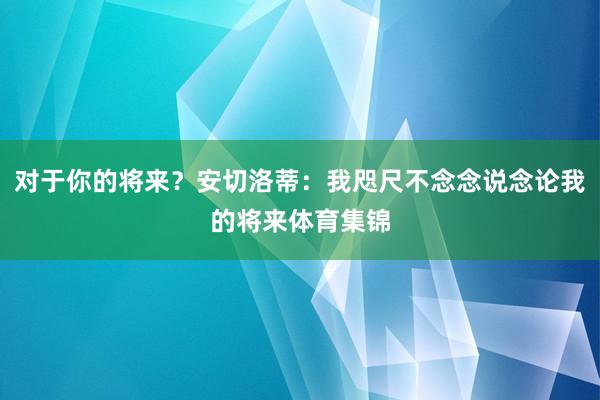 对于你的将来？安切洛蒂：我咫尺不念念说念论我的将来体育集锦