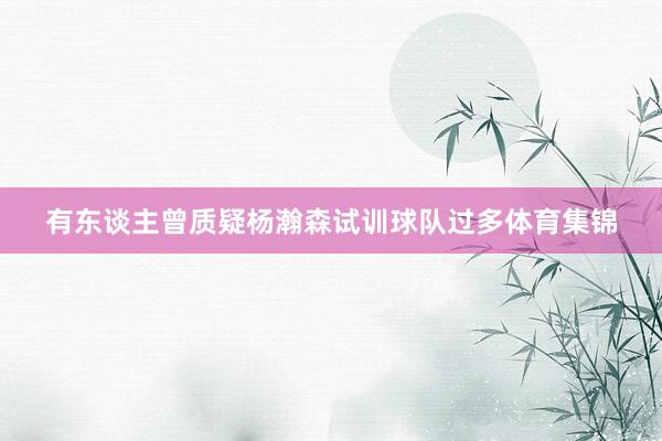 有东谈主曾质疑杨瀚森试训球队过多体育集锦