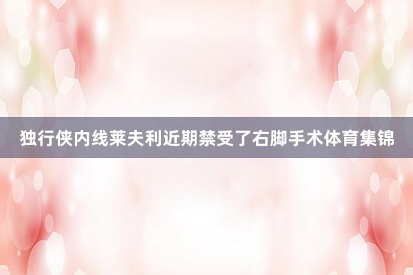 独行侠内线莱夫利近期禁受了右脚手术体育集锦