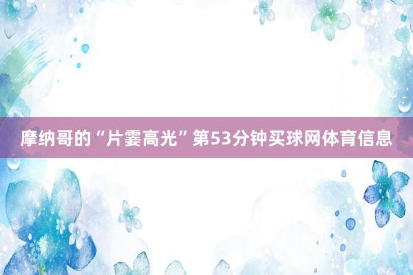 摩纳哥的“片霎高光”第53分钟买球网体育信息