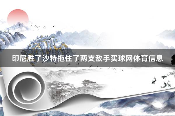 印尼胜了沙特拖住了两支敌手买球网体育信息