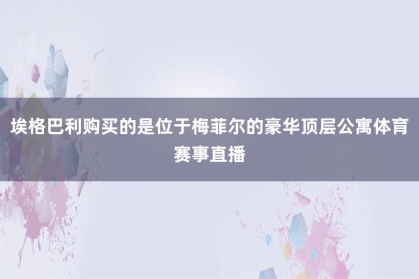 埃格巴利购买的是位于梅菲尔的豪华顶层公寓体育赛事直播