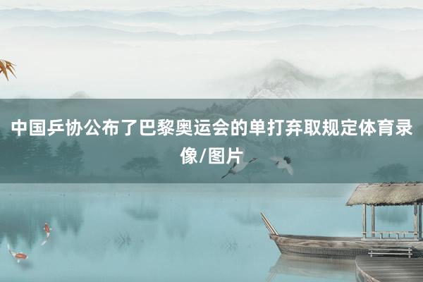 中国乒协公布了巴黎奥运会的单打弃取规定体育录像/图片