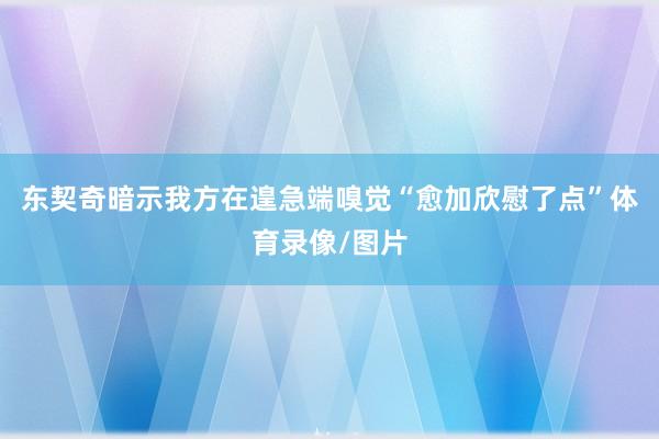 东契奇暗示我方在遑急端嗅觉“愈加欣慰了点”体育录像/图片