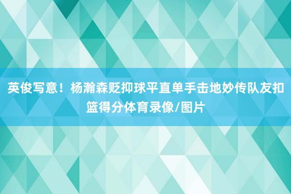 英俊写意！杨瀚森贬抑球平直单手击地妙传队友扣篮得分体育录像/图片